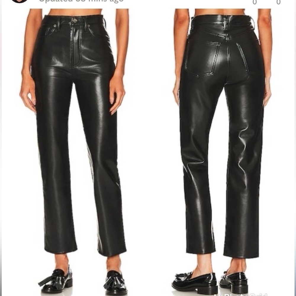 AGOLDE Recycled Leather Fitted 90s Pinch Waist women’s Pants - Picture 2 of 14